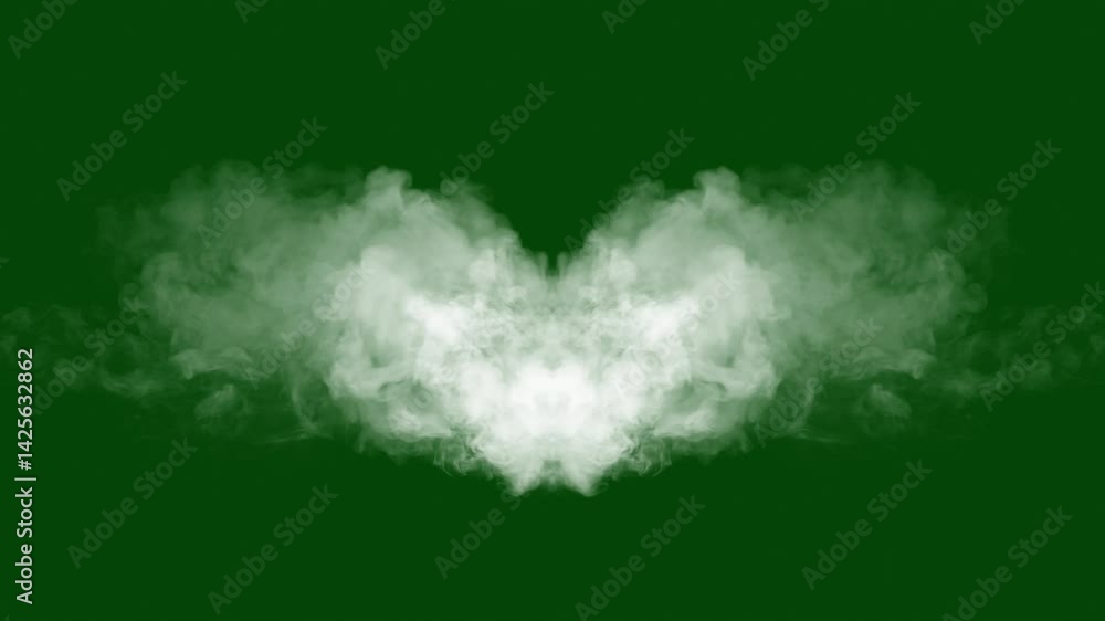 smoke intro. smoke blends together. smoke puffs out. green screen