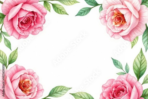 Delicate watercolor roses & leaves, repeating pattern, floral pattern, motif, watercolor pattern