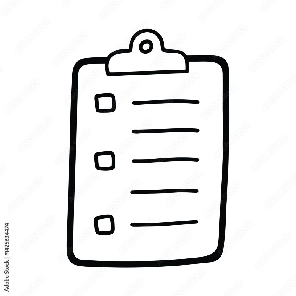 doodle icon of clipboard with checklist. doodle icon of clipboard with checklist.