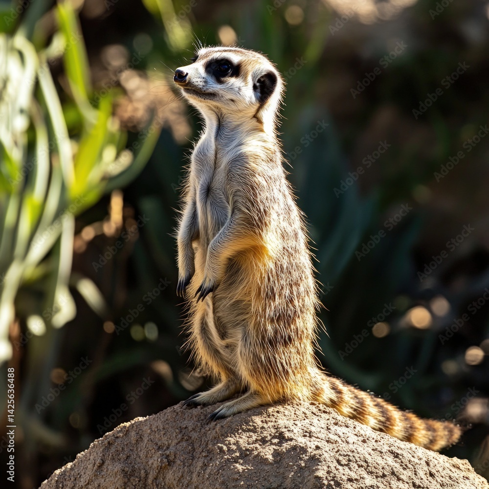 Fototapeta premium Alert meerkat stands sentinel