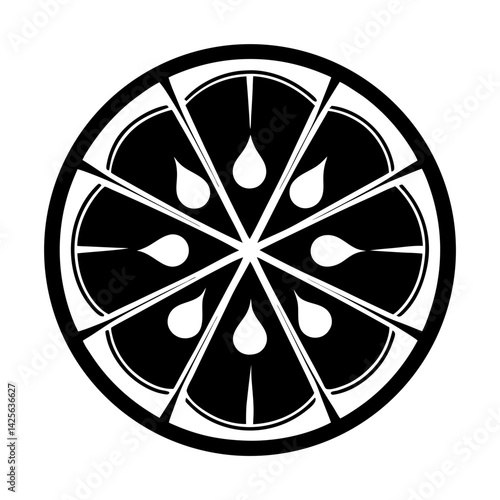 Citrus fruit slice silhouette vector illustration