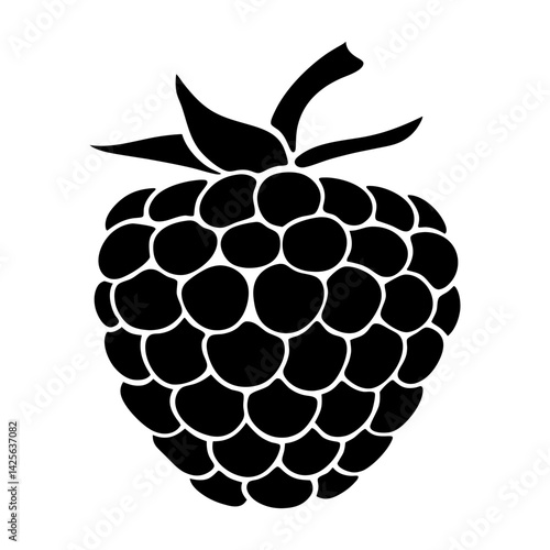 hand-drawn silhouette of ripe raspberry cluster vector illustration
