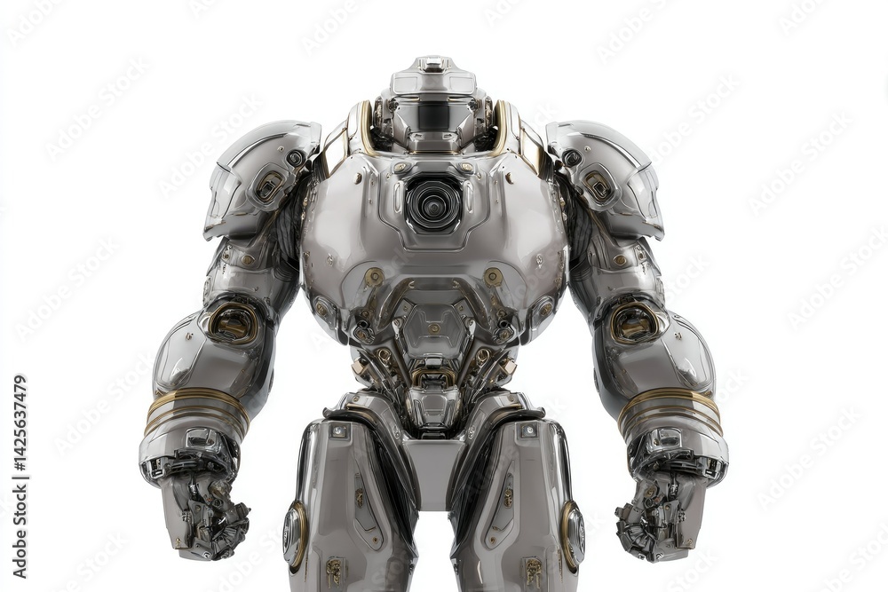Chrome Combat Robot: Powerful, Sleek, Futuristic Design Chrome Combat Robot: Powerful, Sleek, Futuristic Design