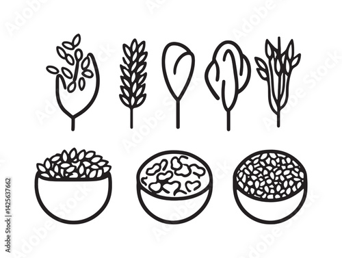 Hand Drawn Steel Cut Oats Illustration for Wellness and Nutrition