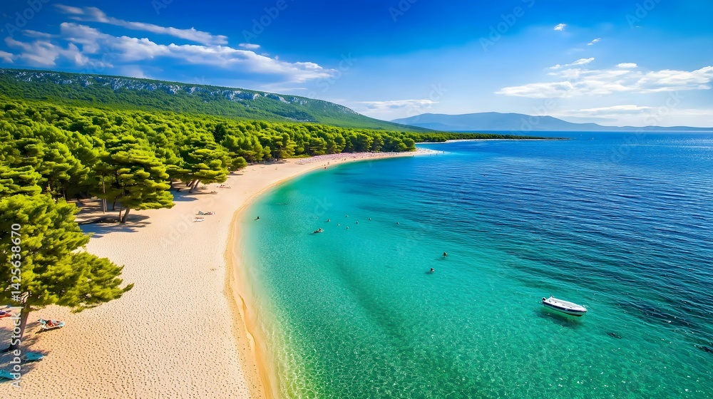 Obraz premium Aerial view of zlatni rat beach croatia