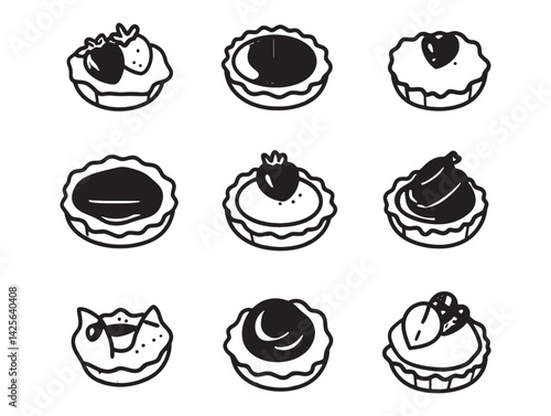 tart dessert line art vector illustration