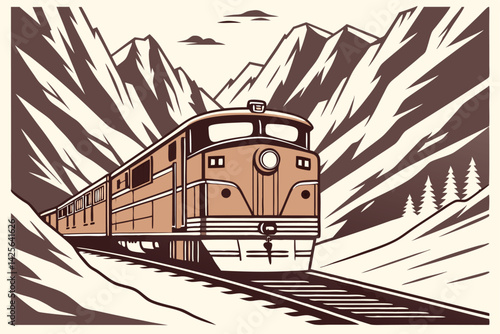 Classic Steam Locomotive Train Vintage Railway Engine Illustration