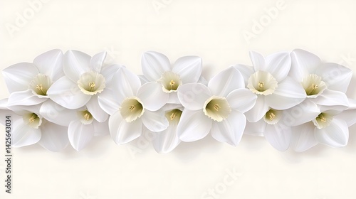 White Daffodil Floral Border.