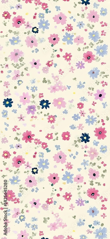 A pretty pattern of small pastel flowers on a cream background, pastel colors, cute style. A pretty pattern of small pastel flowers on a cream background, pastel colors, cute style.