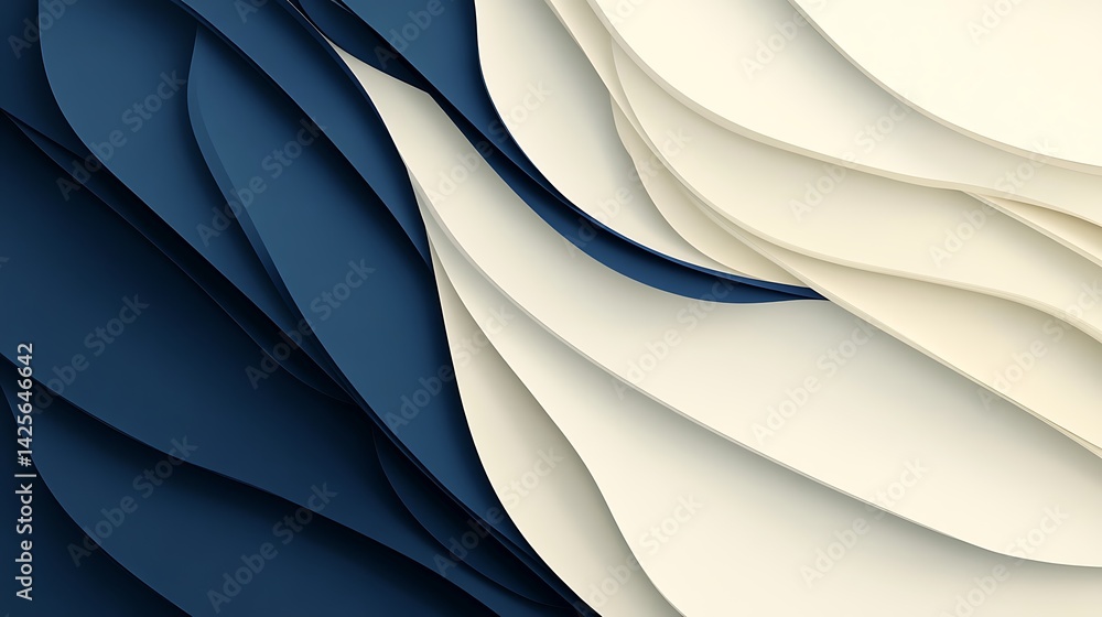 Abstract Blue Cream Waves. Abstract Blue Cream Waves.