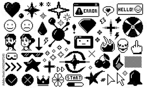 Vector set of y2k pixel icons