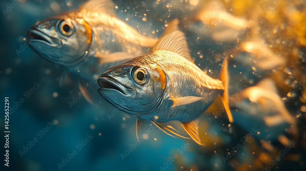 Fototapeta premium Fish Swimming in Blue Water