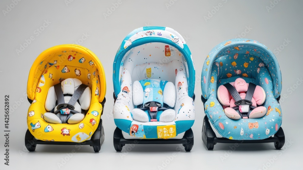 Colorful Car Seats Isolated on White Background Colorful Car Seats Isolated on White Background