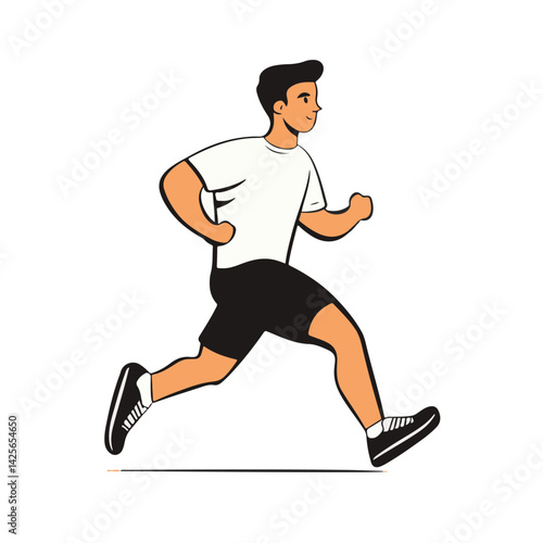Young man running in athletic gear vector illustration