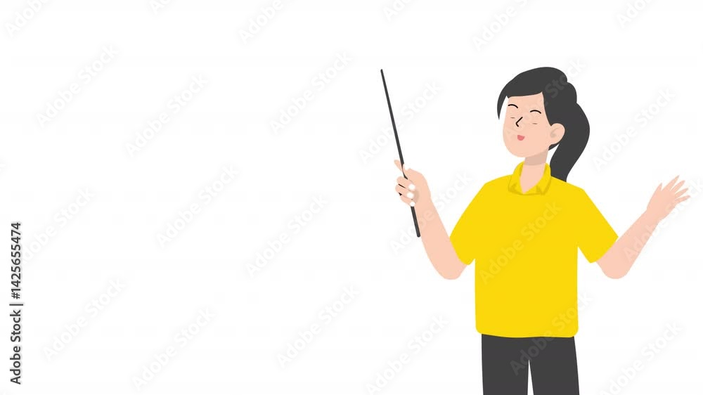 Woman holding stick cartoon animation
Woman holding stick cartoon animation