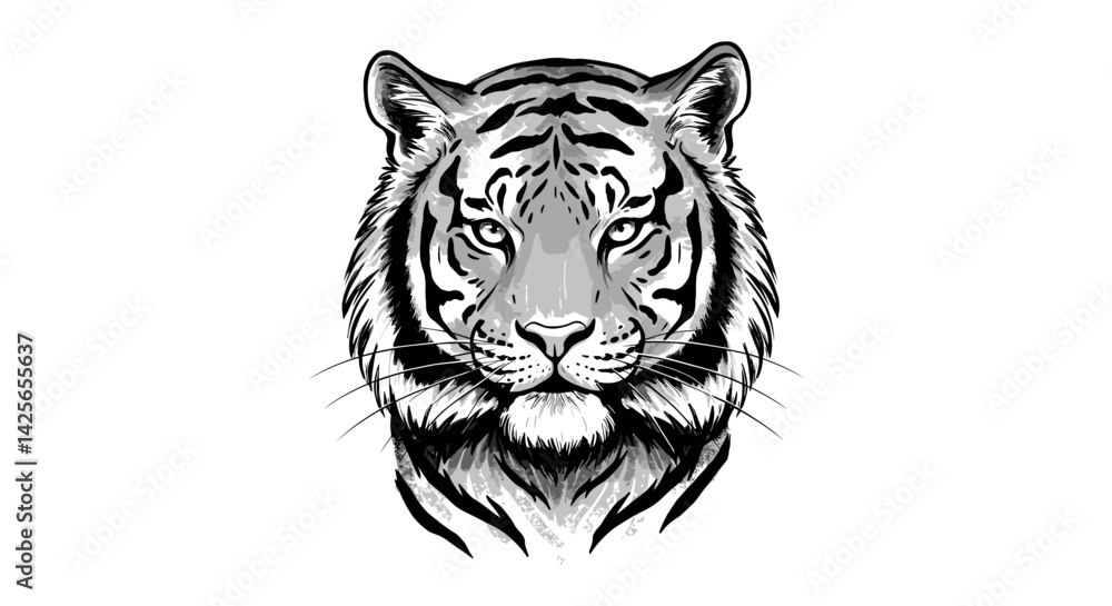 Fototapeta premium tiger head hand drawn style vector