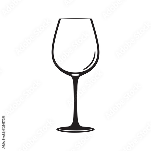 Isolated wine glass vector illustration, wine glass silhouette for design asset