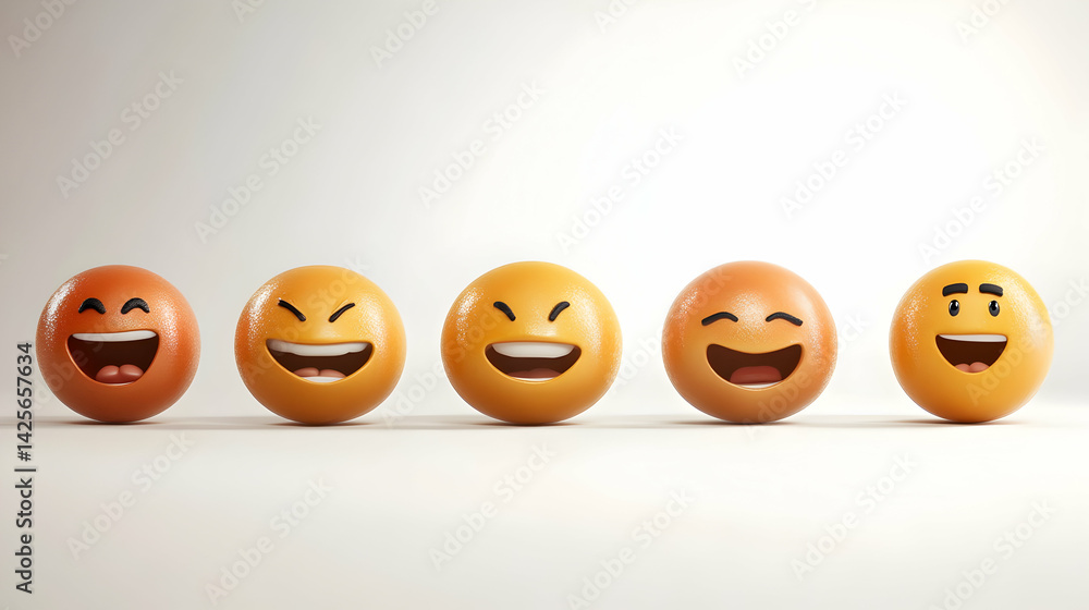 Naklejka premium Emoji Expressions Lineup on White Background