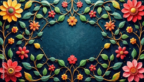 Intricate woven floral damask, swirling vines and leaves , scroll, textile