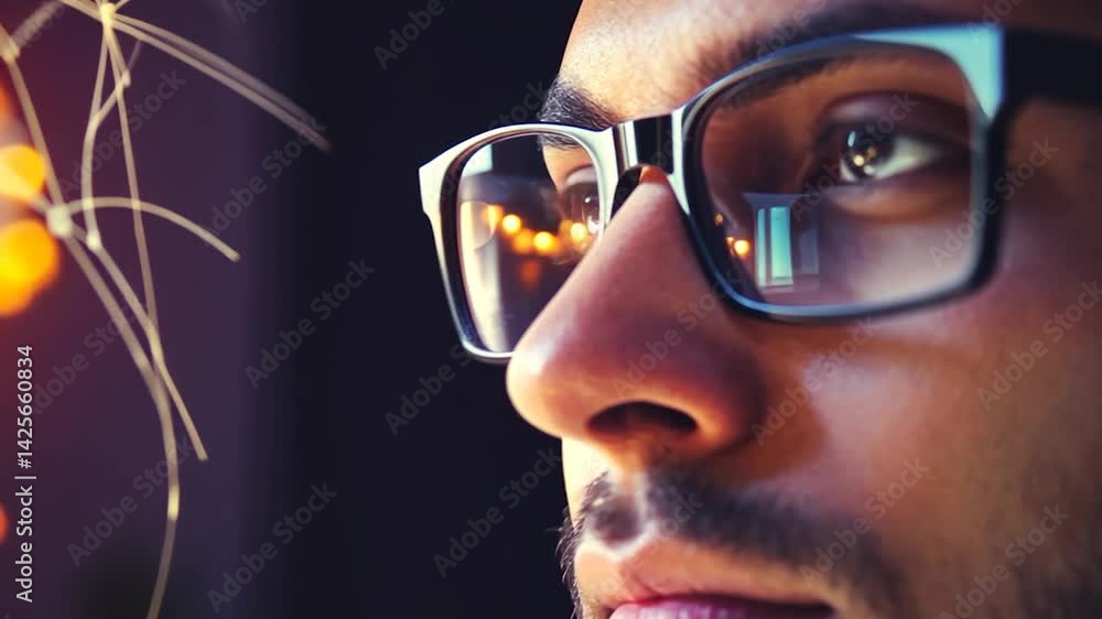 Focused Man Looking at Lights Focused Man Looking at Lights