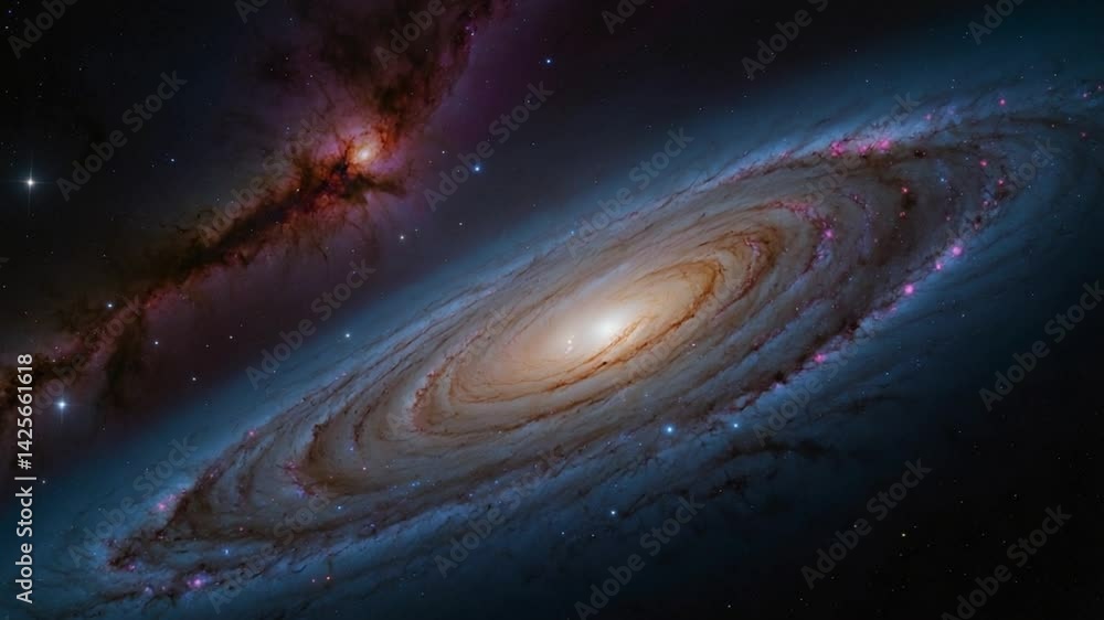 Majestic Andromeda Galaxy with Foreground Planet and Distant Cosmic Bodies Majestic Andromeda Galaxy with Foreground Planet and Distant Cosmic Bodies