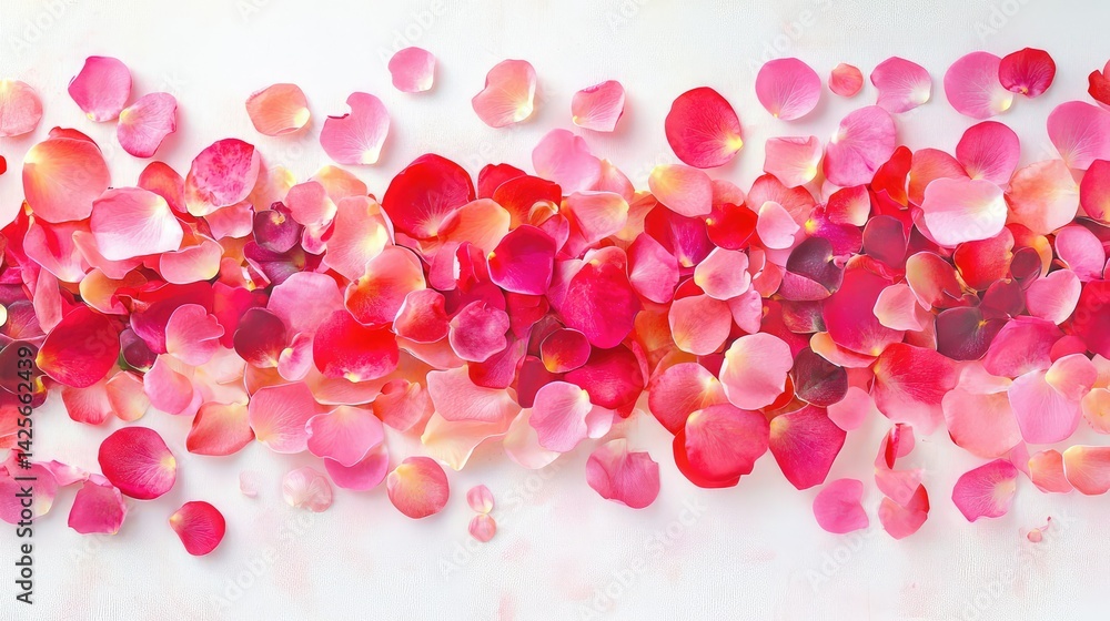 Abstract rose petal pattern in shades of pink scattered across light backdrop Abstract rose petal pattern in shades of pink scattered across light backdrop