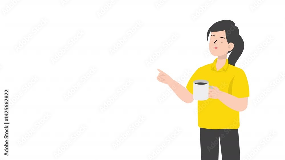 video woman stands with coffee cartoon animation
video woman stands with coffee cartoon animation