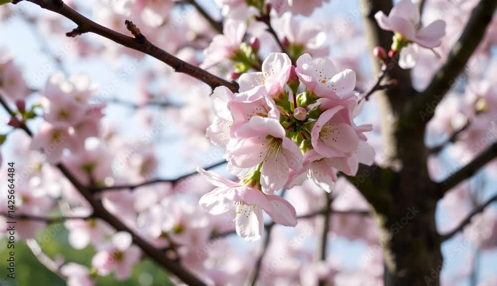 Cherry blossom tree: pink petals in the wind Cherry blossom tree: pink petals in the wind