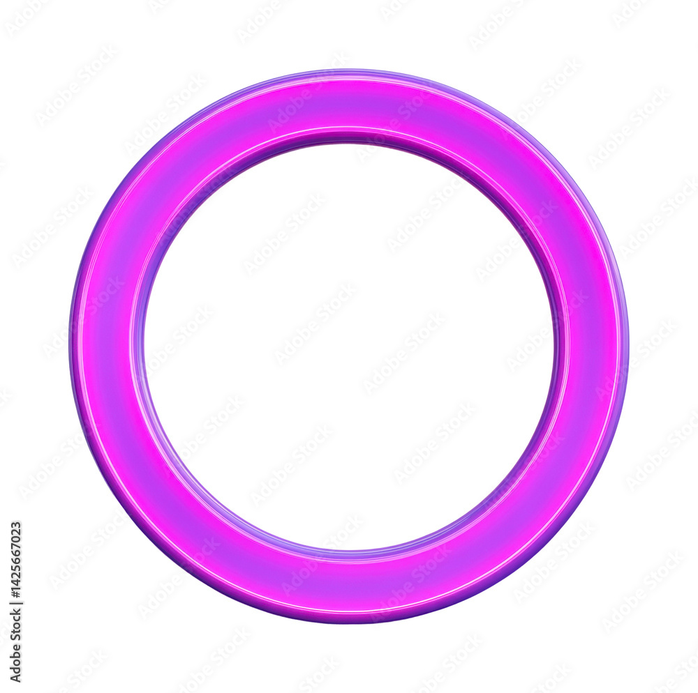 Glowing pink neon ring with translucent center, cut out - stock png. Glowing pink neon ring with translucent center, cut out - stock png.