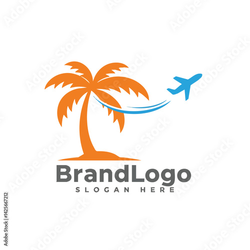 Tropical Island Flight - Travel and Tourism Logo

