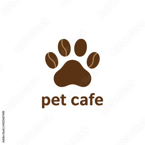 Pet Café Logo with Coffee Bean Paw Print

