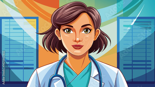beautiful closeup of a doctor in scrubs with a stethoscope draped around their neck.
