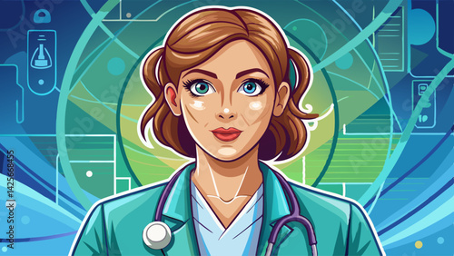 beautiful closeup of a doctor in scrubs with a stethoscope draped around their neck.