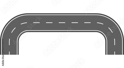 Vector Curved road with white lines 