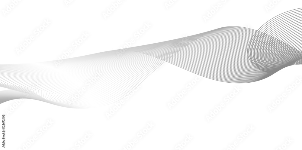 Fototapeta premium White paper Technology illustration gradient waves. Flow wave with line landscape. Modern music glowing wavy lines with technology connection concept. Abstract technology lines mesh background.