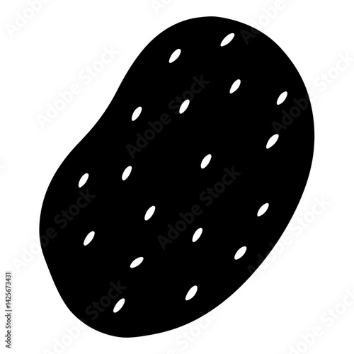 Potato Silhouette Vector Icon Clean Design on White Background.