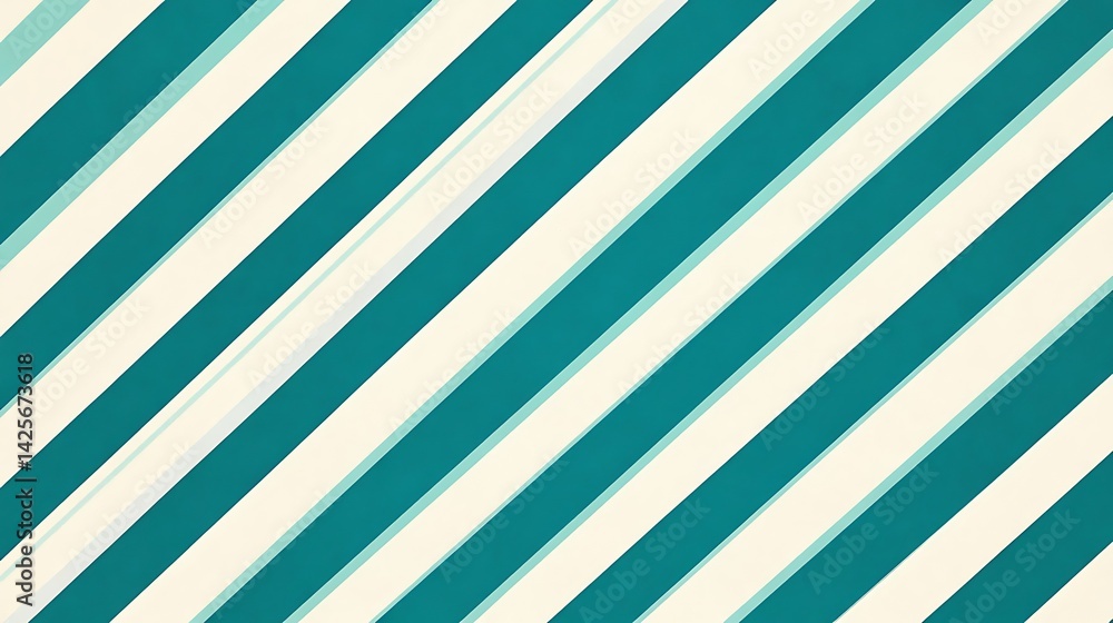 Obraz premium Teal and Cream Diagonal Stripes.