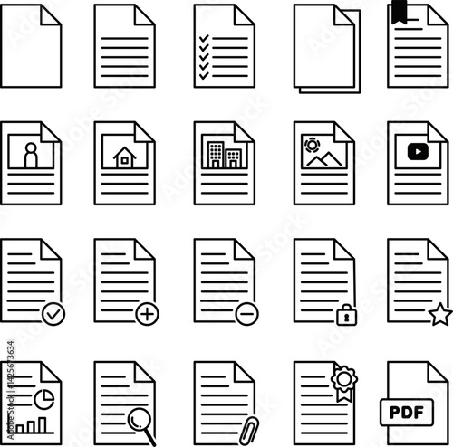 書類 ドキュメント インフォグラフィック セット データ ブラック