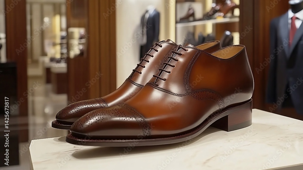 Luxurious Brown Leather Dress Shoes Displayed Luxurious Brown Leather Dress Shoes Displayed