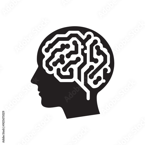ai brain vector silhouette clip art logo collection