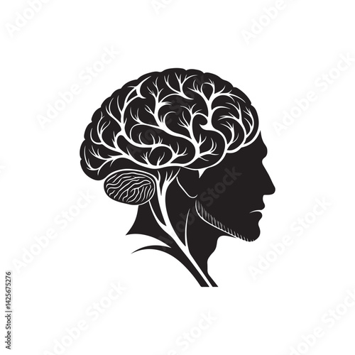 ai brain vector silhouette clip art logo collection
