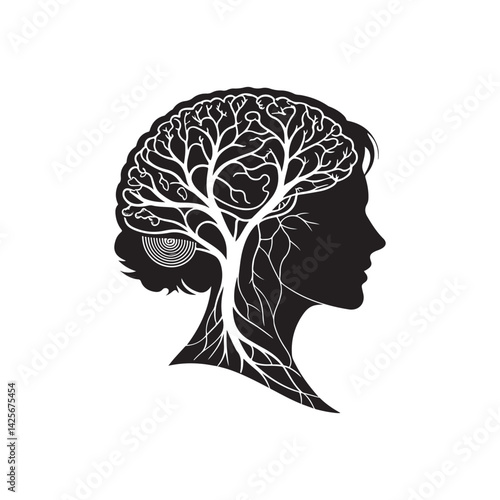 ai brain vector silhouette clip art logo collection