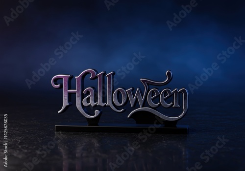 Halloween Lettering. Halloween in Typographic Style in Purple Colors Representing Festivity