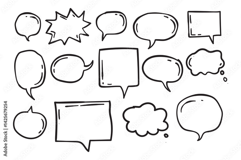 Hand Drawn Speech and Thought Bubbles Set Hand Drawn Speech and Thought Bubbles Set
