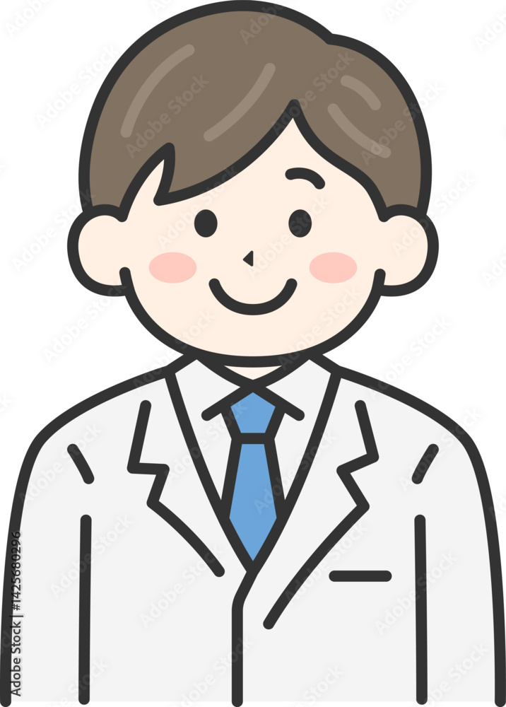 白衣を着た、男性医師(線画カラー)のラスト 白衣を着た、男性医師(線画カラー)のラスト