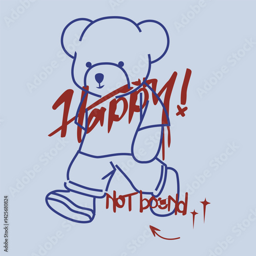 happy bear big day,cartoon illustration
