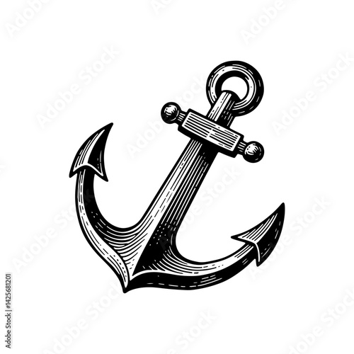 Vector engraving style illustration of a Anchor