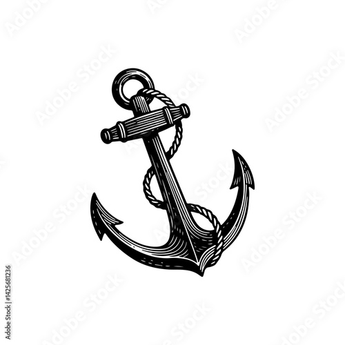 Vector engraving style illustration of a Anchor