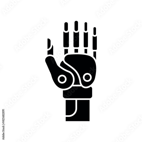 Robotic Arm black flat icon for digital and print projects.