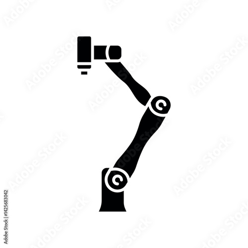 collaborative robot black flat icon for digital and print projects.